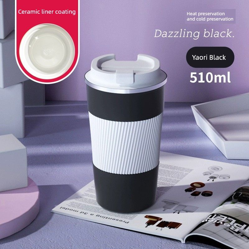 Coffee Cup with High Aesthetic Value, Large Capacity, Insulated Cup with Ceramic Inner Coating, Portable Cup for Men and Women, Office Tea Cup