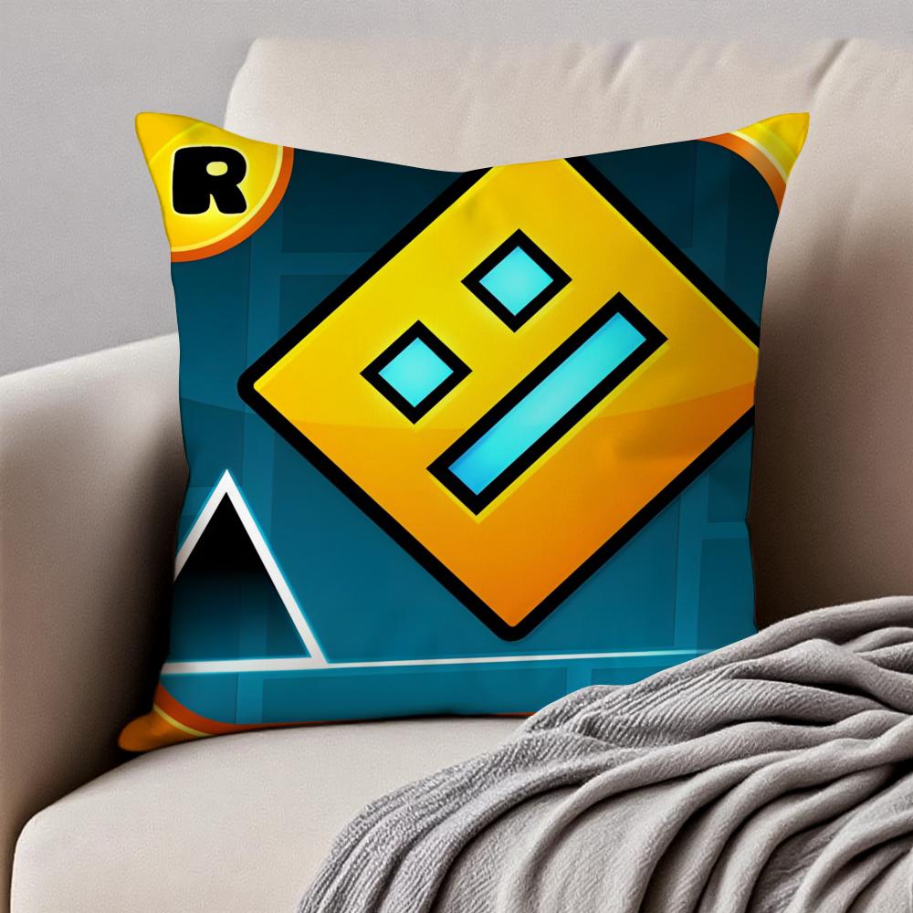 GGeometry DDash VVideo Cushion Cover Pillowcase Antidustmite Invisible Zipper Short Plush Sofa Cushion