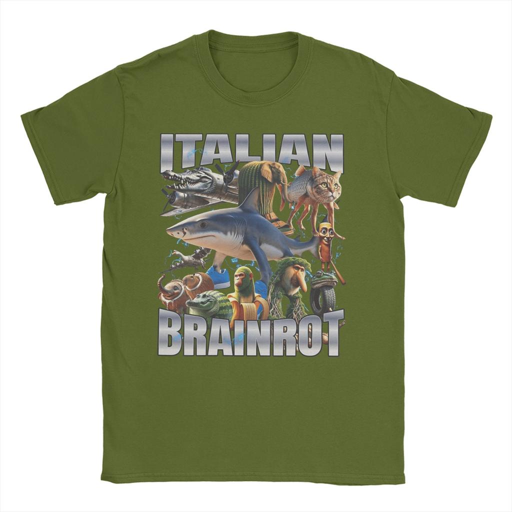 Bombardiro Crocodilo Cotton TShirt For Men Summer Italian Brain Tralalero Tralala Funny T Shirts O Neck Harajuku Tee Shirt