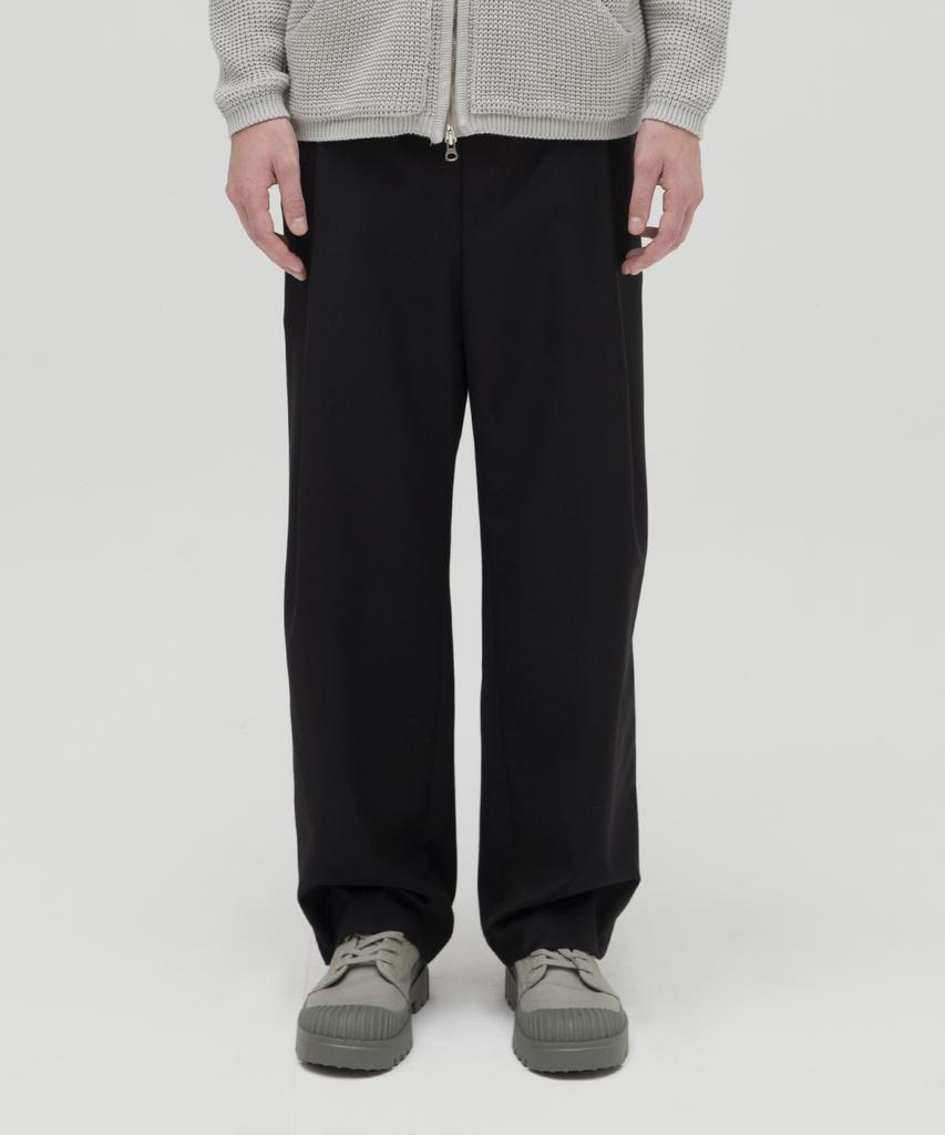KNITTED [Knitted X Bdkd] Tr Wide Elastic Waist Slacks Black