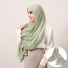 Premium Instant Chiffon Hijab With Built In Magnet Buckle Solid Color Woman Muslim Hijab Scarf Soft Islam Turban Headband Shawl