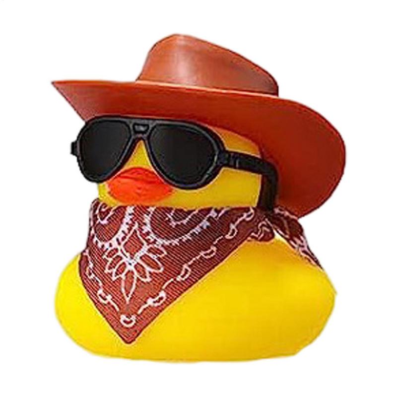Auto Gummi Ente Cowboy Gummi Ente Coole Armaturenbrett Dekoration Sonnenbrille Auto Ente für Armaturenbrett Spielzeug Auto Dekoration Zubehör