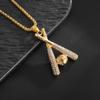 Baseball Stick Hip Hop Sports Full Diamond Necklace Mens Trendy Accessories European and American