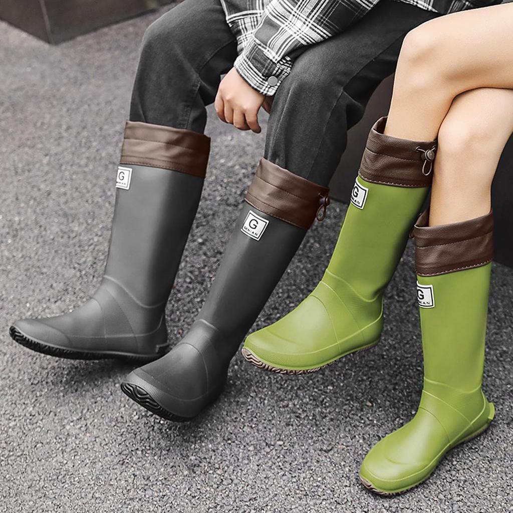 Rain boots for rain work waterproof rain cm [MISIKEKE] men, shoes, boots, women's, shoes, boots, lightweight, foldable, non-slip, unisex, green, 25.0