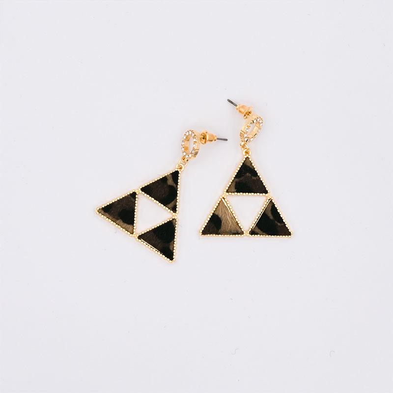 Trendy Leopard Print Geometric Stud Earrings - Japanese Korean Style, Versatile and Fashionable for Women