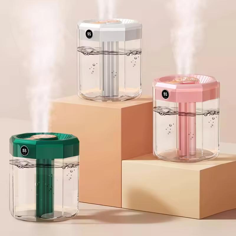 USB Digital Display 2-Liter Silent Humidifier Disinfection Night Light Three-Spray Modes Pregnant Women Offices Household Hotels