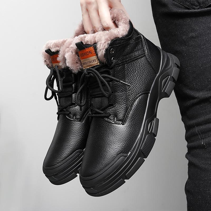 Mode Wanderschuhe Herren Winter Outdoor Warmes Fell Rutschfest Mode Luxus Outdoor Arbeit Schneestiefel Schuh Winter Bequeme Trekkingschuhe