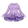 Vestito in maglia a maniche lunghe in chiffon, caldo e spesso, per bambini, autunno e inverno