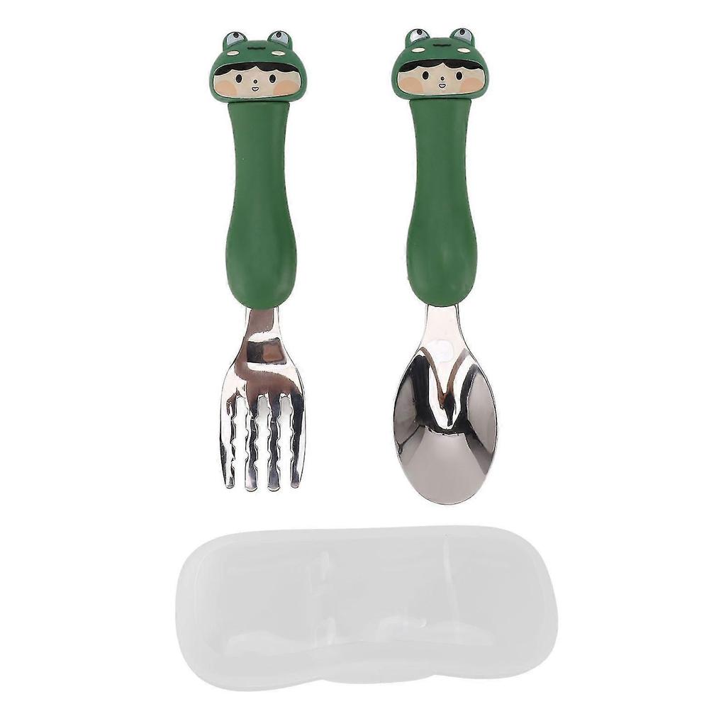 JiaWei Baby Fork Cute Cartoon Shaped Spoon PP Handle Stainless Steel Tableware for Children Feeding Training Frog TUi