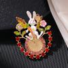 Retro Literary Rabbit Clock Female Pastoral Fantasy Rabbit Fashion High-end Brooch