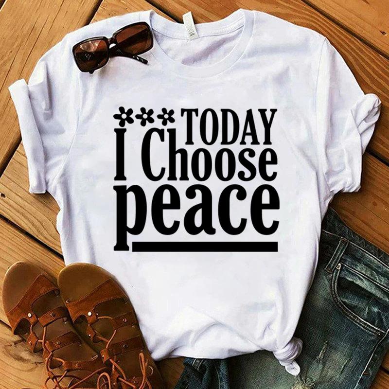 

Модная футболка унисекс Today I Choose Peace Print Designed Summer Tops Tees XXXL золотой