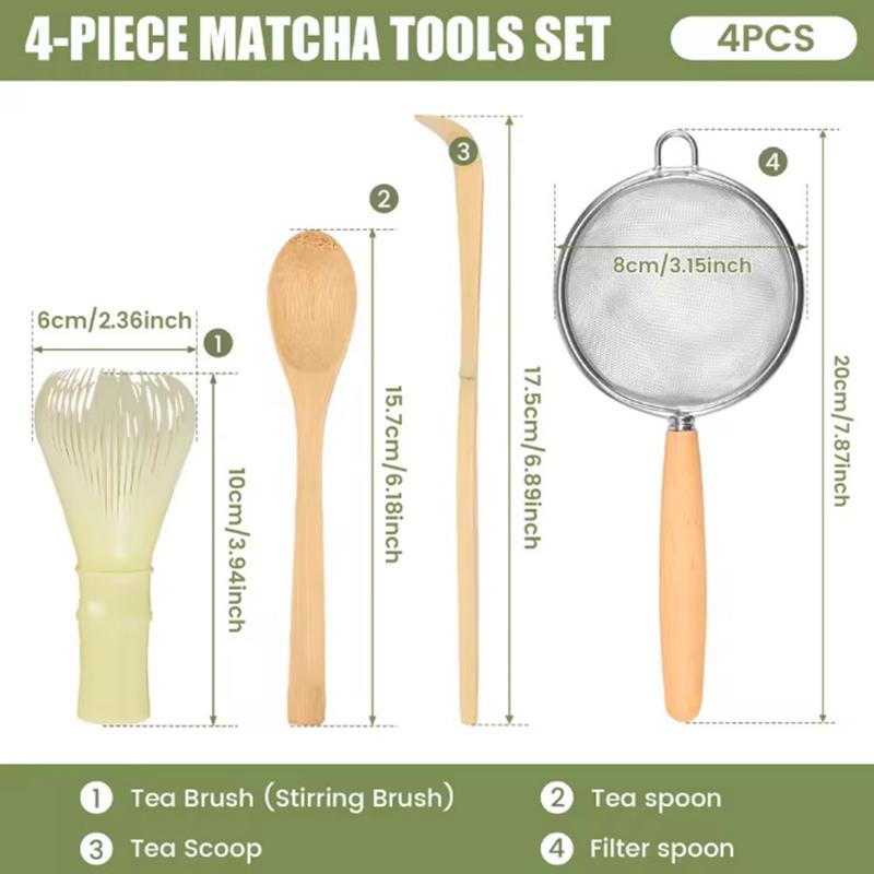 4Pcs Japanese Matcha Tea Set For Beginners Matcha Making Starter Kit With Matcha Whisk Tea Scoop Reusable Matcha Whisk Set