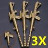 3Pcs/Set New Arrival Creative Stationery Gun Gel Pen Replaceable Pen Refill for Toy or Gift 0.38mm (Color: Gold)