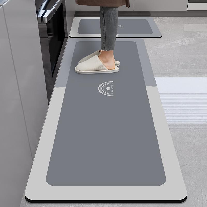 Marble Pattern Kitchen Anti-Oil Diatom Mud Mat: Water-Absorbing, Quick-Drying, Non-Slip, Easy-Care.
