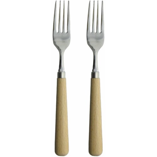 Nagao Tsubame-Sanjo Wood Dinner Fork, Set of 2, 19cm, Stainless Steel and Wooden, Made in Japan