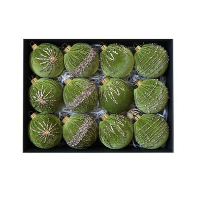 12pcs/8cm Rhinestone Velvet-Wrapped Christmas Ball Exquisite Christmas Balls Decorative Hanging Ornaments Christmas Decoration