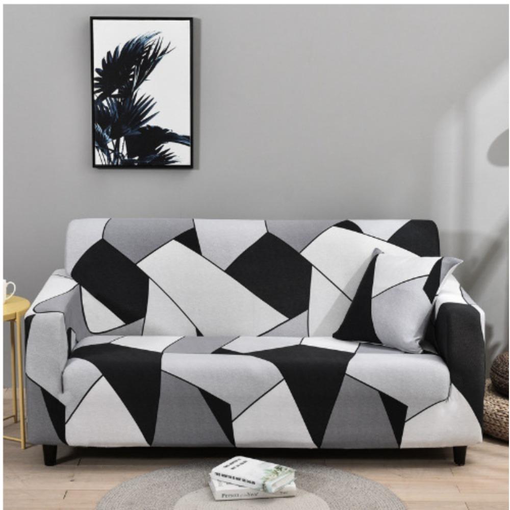 

Stretch Sofa Cover Full Elastic Slipcover Solid Color Printed Couch Cover Universal for All Seasons Single S 90-140CM белый