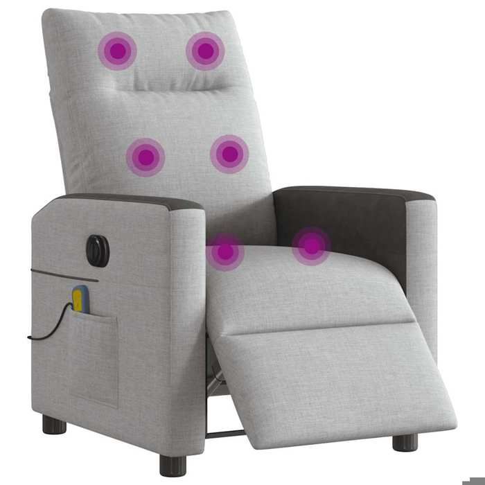VidaXL Fauteuil de massage inclinable électrique gris nuage tissu 3324044
