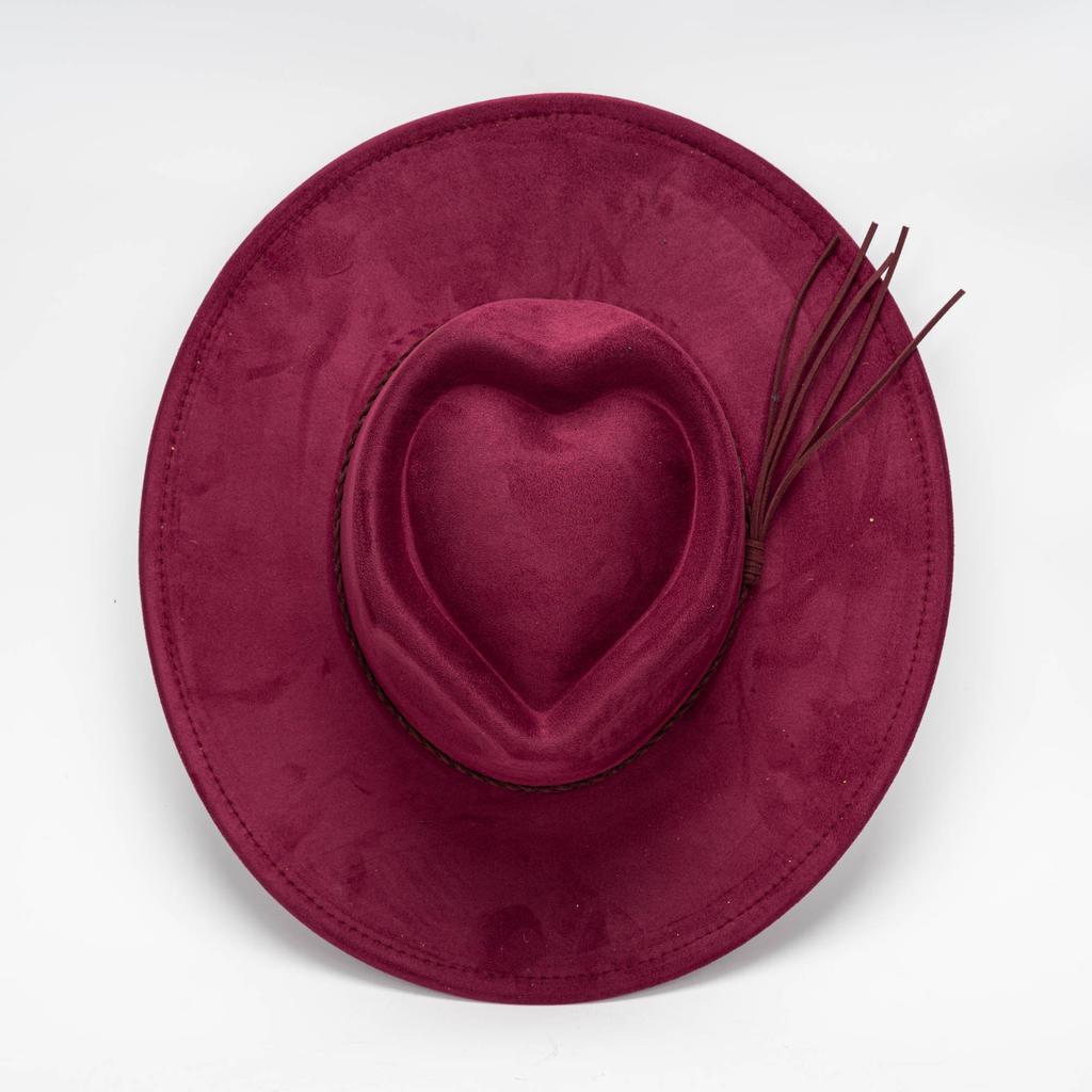 New love top suede top hat hemmed jazz hat wide brim fashion light board peach heart hat