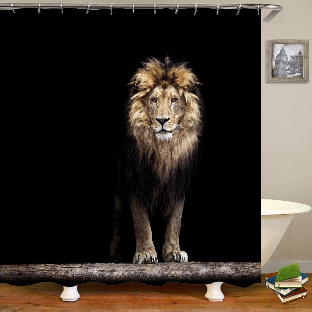 

3D Animal Leopard Tiger Wolf Printing Bathroom Shower Curtain Polyester Waterproof Curtain Home Decoration Curtain With Hook W60H190(CM)-1 Pcs