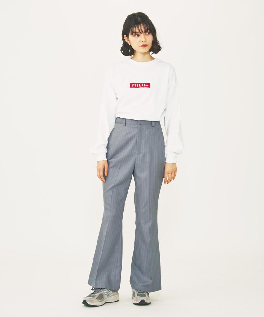 Milkfed Casual BAR LOGO BASIC TEE WHITE L/S Women's