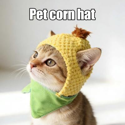 Corn Cob Pet Hat Cute Corn Design Cat Hat with Ear Holes Adjustable Pet Hat