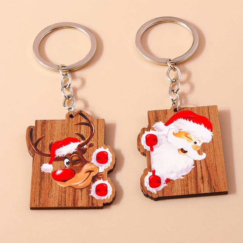 Cute Christmas Key Chain Snowman Santa Claus Key Ring Pendant for Car Key Holder Women Girls Handbag Decor DIY Jewelry Gift