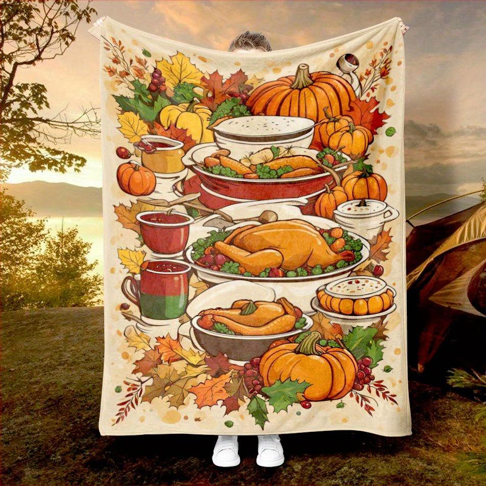 Thanksgiving Blessings Blanket Cozy Flannel Throw for Holiday Comfort AllSeason Warmth Festive Family Gift