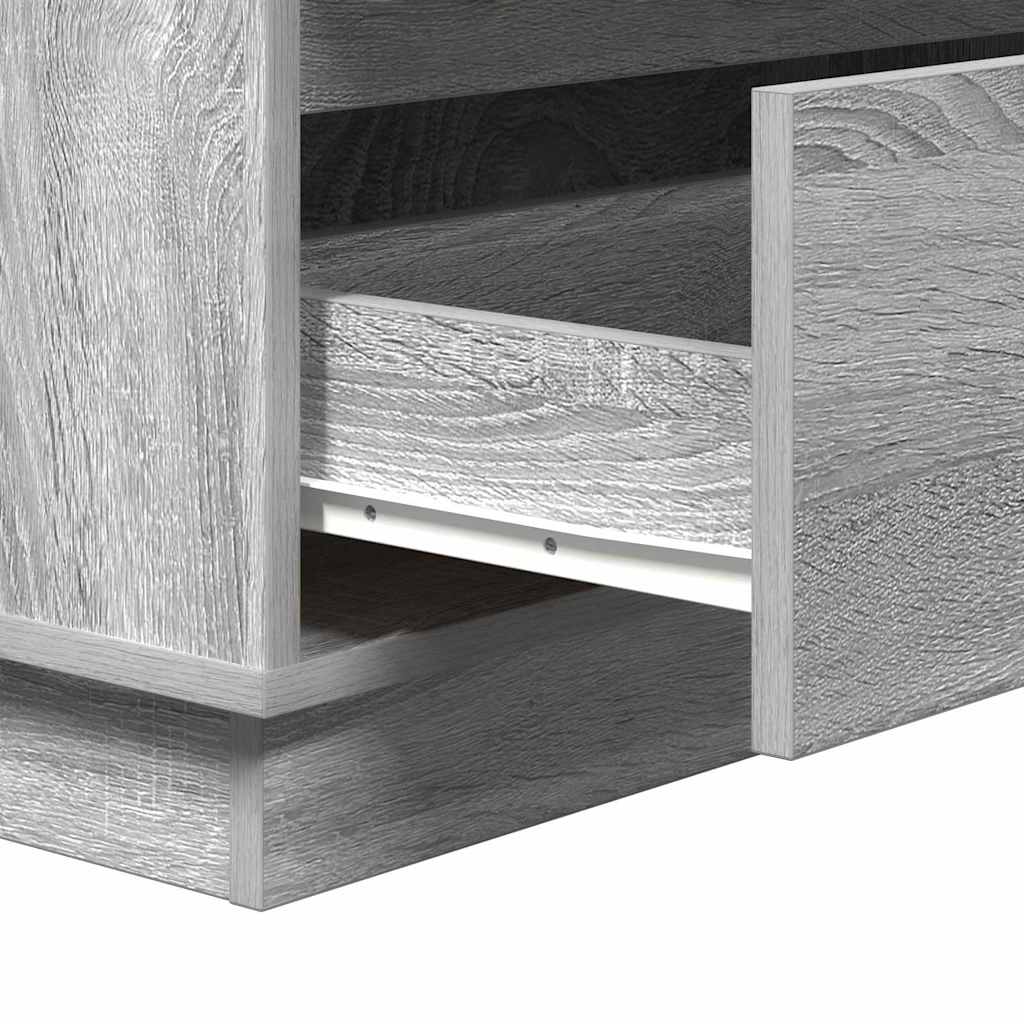 Nightstand with Drawers Gray 71 x 34.5 x 75 cm Engineered Wood