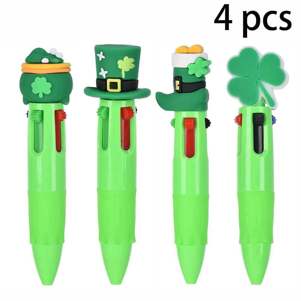 

St. Patrick Cute Press Mini Solid Color Four Color Pen Cute Cartoon Pen Student Stationery