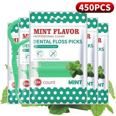 750/450/150/50PCS-Mint Dental Floss Stick - Household Portable Disposable Care Dental Floss Stick - Oral Care - Deep Cleaning -