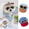Korean Dog Sun Hat With Sunglasses Adjustable Denim Cap Puppy Visor Hats With Ear Holes Dog Sports Hat For Small Dog Accessoires