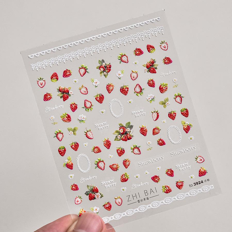 Рельефные кружевные наклейки для ногтей с клубникой. Изготовление своими руками — фото 8