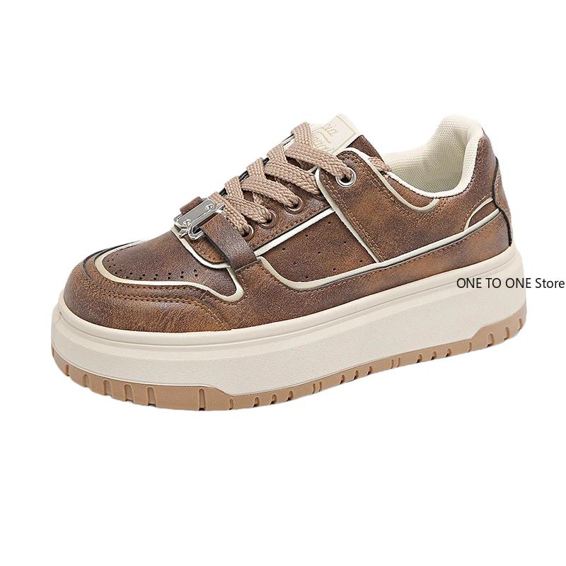 

Модные туфли с принтом слона, новинка сезона весна-осень 2024, повседневная спортивная обувь на толстой подошве, нишевый дизайн и кеды для женщин 35 шоколадный