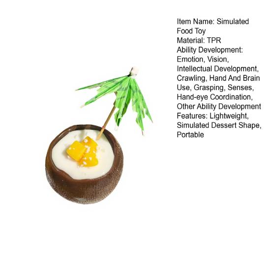 Mango Yogurt Coconut Bowl Squeeze Toy Simulated Dessert Stress Relief Sensory Toy Portable Travel Kids Adults Decompression Food Fidget Toy
