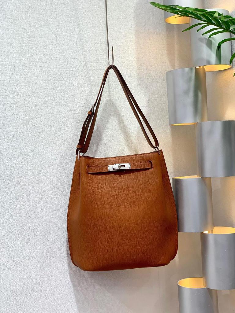 Genuine Leather 2025 Crossbody Bucket Bag - Casual, Trendy Vertical Cowhide Horseshoe Design by Sokelly