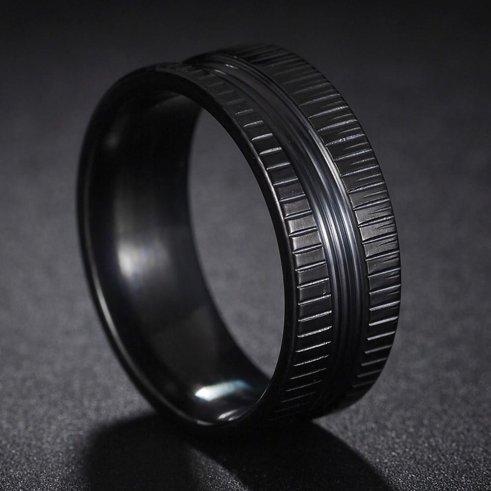 Fede in Tungsteno Nero Anelli Punk Trama d'Acciaio per Uomo Donna Scanalatura Fibra di Carbonio Anello alla Moda