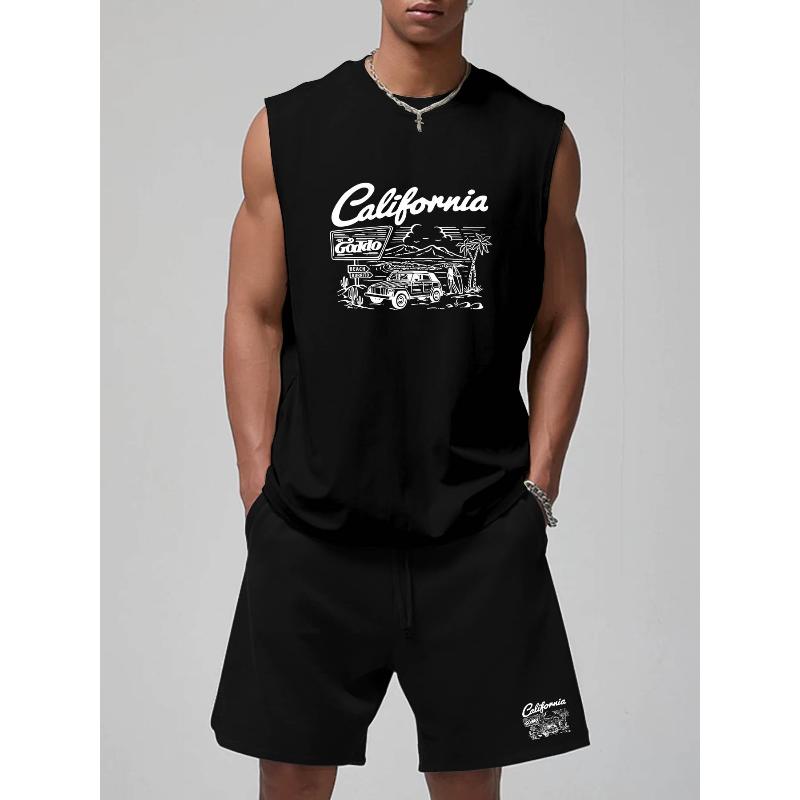 Спортивный комплект: майка и шорты. Ветрозащитный, дышащий, свободный крой. Летний повседневный образ. S