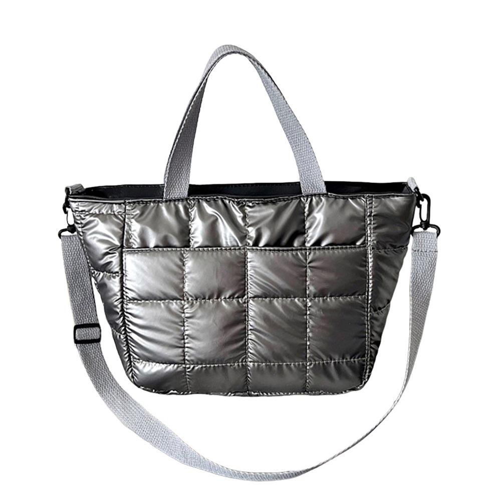 New Large Capacity Down Bags Quilted Design Solid Color Tote Bag Shoulder Bag Winter