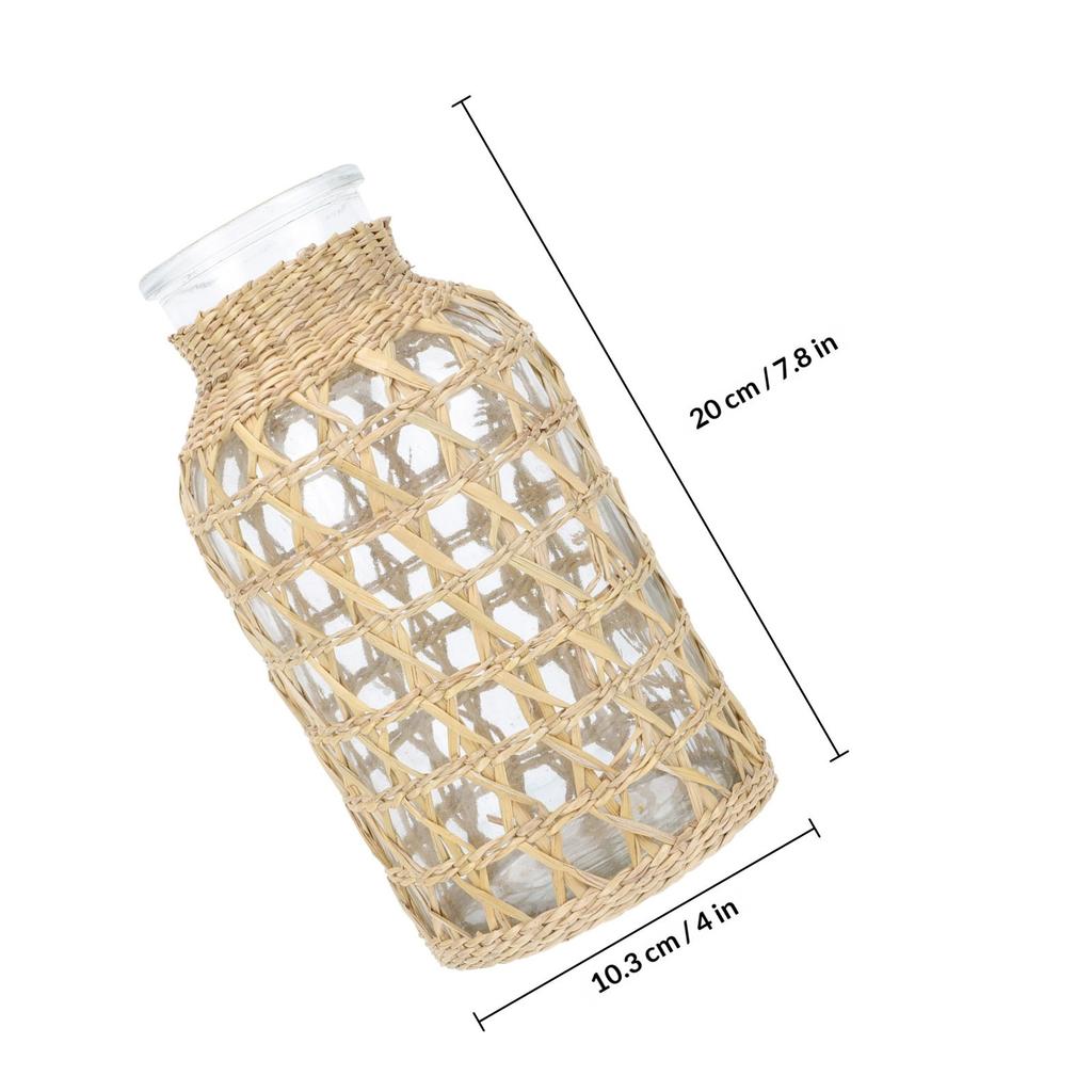 1Pcs High Durability Woven Glass Vase Elegant Simple Design Flower Arrangement Container Desktop Ornament Water Planting Vase