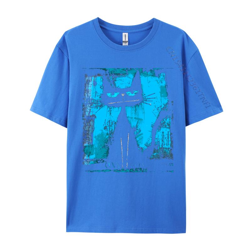 Unisex Cotton Tshirt Cat Stylish Grunge Abstract Art Design Tshiren Tops Tees Birthday T Shirt Hip Hop Top Tshirts