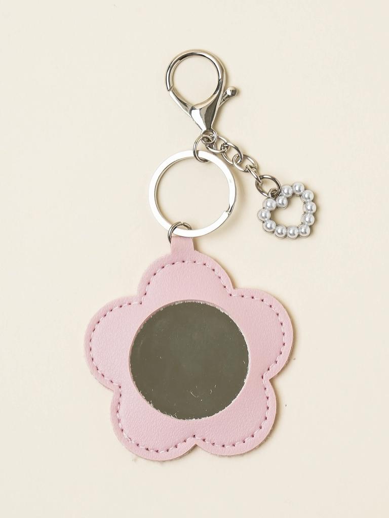 Spring Flower Design Keychain Compact Mirror