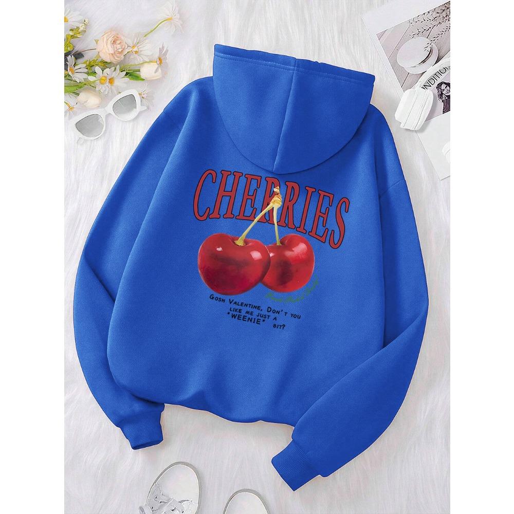 Cherries Printed Funny Print Hoody Men Women Hip Hop Pullover Hoodie Loose Warm Sweatshirt Fashion Clothing
