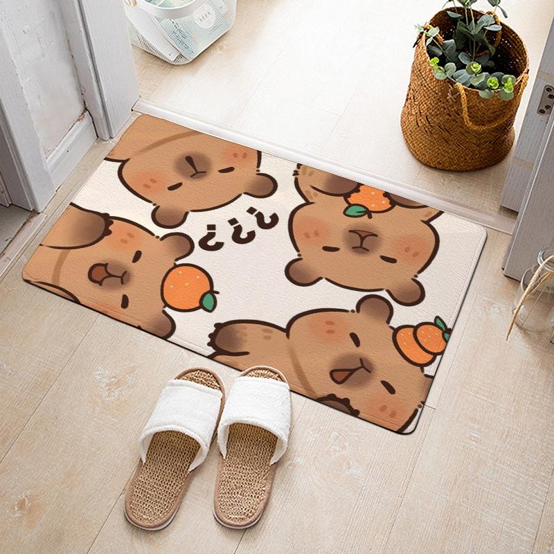 Cartoon Cute Capibala Floor Mat Household Short Pile Carpet Bathroom Non-slip Mat Capybara Animal Bedroom Mat