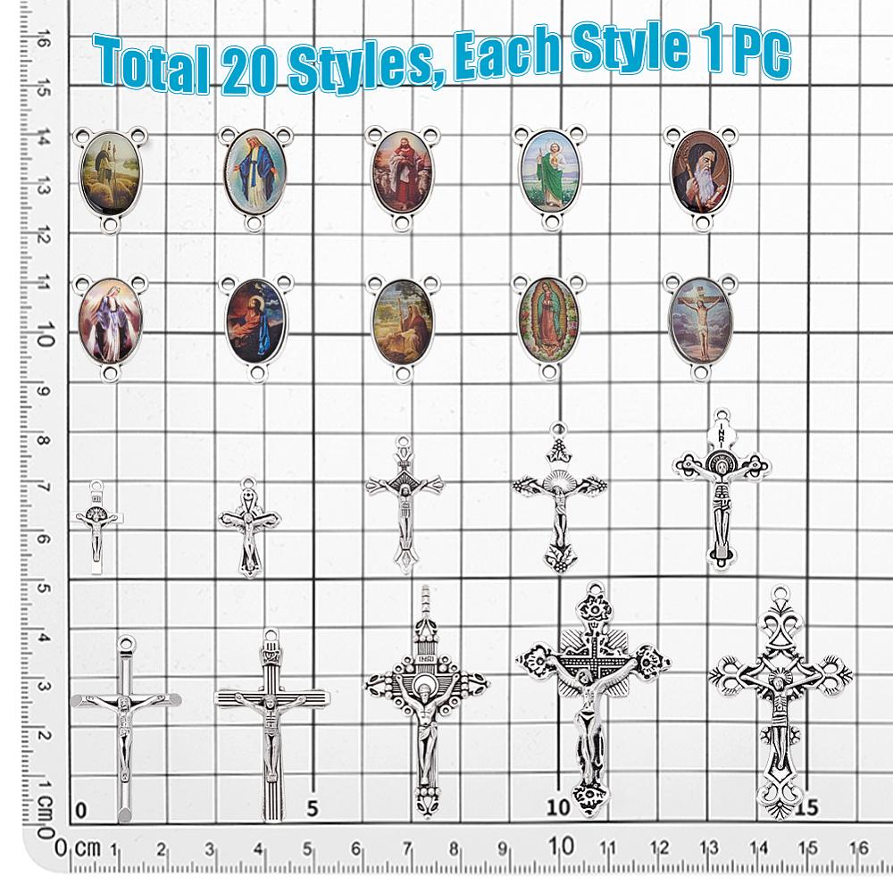 DIY Pendant Making with Tibetan Silver Crucifix Cross Pendants and Alloy Links Rosary Center Pieces Chandelier Components Oval Easter