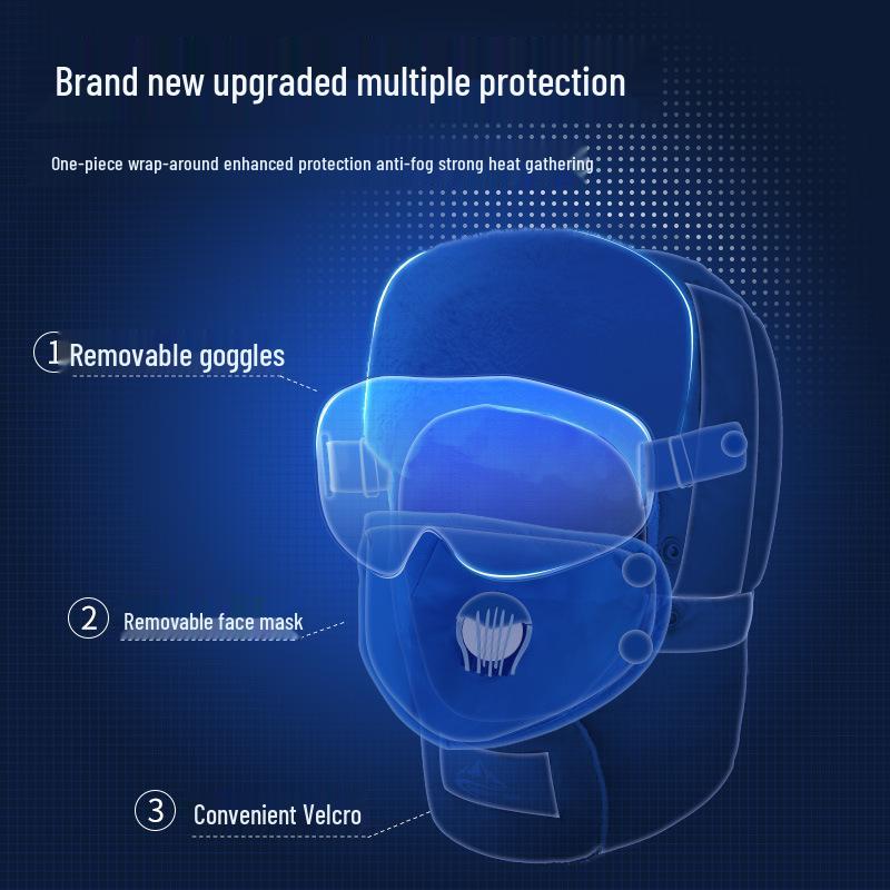 Winter Lei Feng Hat for Men & Women: Outdoor Skiing, Velvet-lined, Warm with Goggles, Windproof & Waterproof