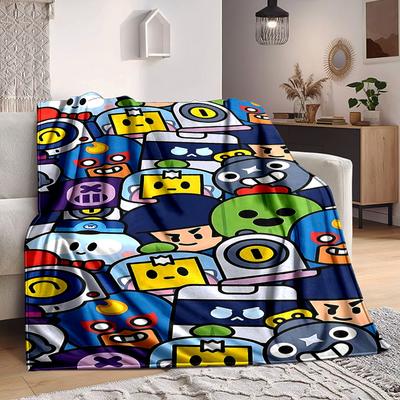 1pc Robot Toy Print Blanket   Lightweight Flannel Throw Blanket For Sofa, Bed, Living Room, Office, Outdoor Travel, Camping