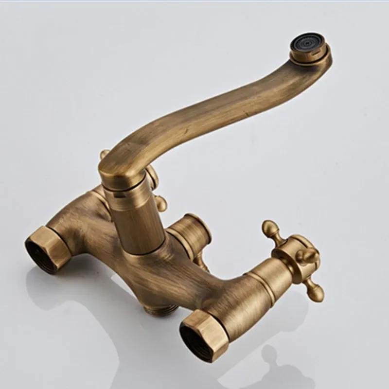 Rubinetteria per Bagno in Ottone Antico Set Doccia a Parete Miscelatore per Lavabo Bagno Rubinetto a Rubinetto con Doccetta Set Rubinetto Doccia per Vasca