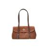 Bridget 35 Design de Aba com Fecho de Botão de Pressão Bolsa de Ombro em Camurça Tamanho Grande Feminina Marrom