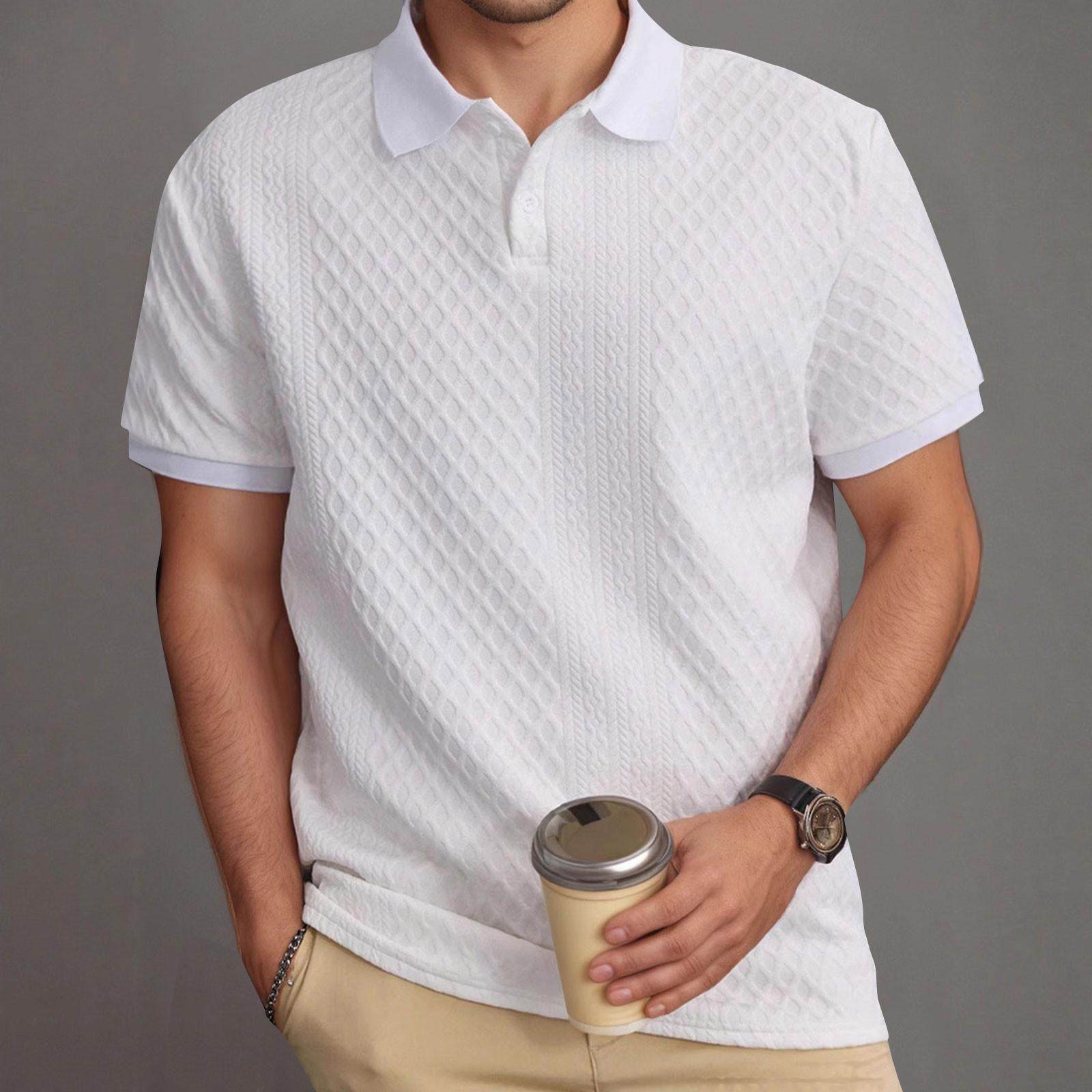 

Мужская повседневная рубашка на пуговицах со стойкой воротником, летняя тонкая дышащая рубашка с коротким рукавом S белый